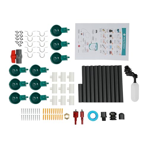 Hühnertrinker-Set, 9-Schalen DIY Hühnerwasserspender, mit automatisches Schwimmventil und 20m-Leitung, Wassertränke Hühner Geflügeltränke für Vogel, Wachtel, Taube, Huhn von YOICUATGNA