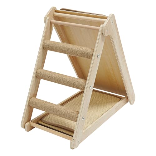 Premium Katzenkratzbrett dreieckig, Natürliches Sisal & Massivholz, Schräge Design für gesunde Krallenpflege, Bodenmontierter Kratzer, Multifunktionales Katzenkratzbrett für Wohnungskatzen,Holzfarbe Premium Katzenkratzbrett dreieckig, Natürliches Sisal & Massivholz, Schräge Design für gesunde Krallenpflege, Bodenmontierter Kratzer, Multifunktionales Katzenkratzbrett für Wohnungskatzen,Holzfarbe von YOICUATGNA