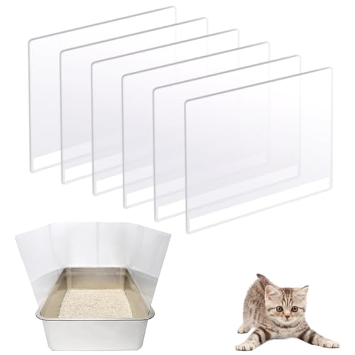 6 x Katzentoilette, transparent, leicht zu reinigen, Spritzschutz für offene Katzentoilette, 37,8 x 29,5 cm, Katzentoilette nicht im Lieferumfang enthalten 6 x Katzentoilette, transparent, leicht zu reinigen, Spritzschutz für offene Katzentoilette, 37,8 x 29,5 cm, Katzentoilette nicht im Lieferumfang enthalten von YOILES