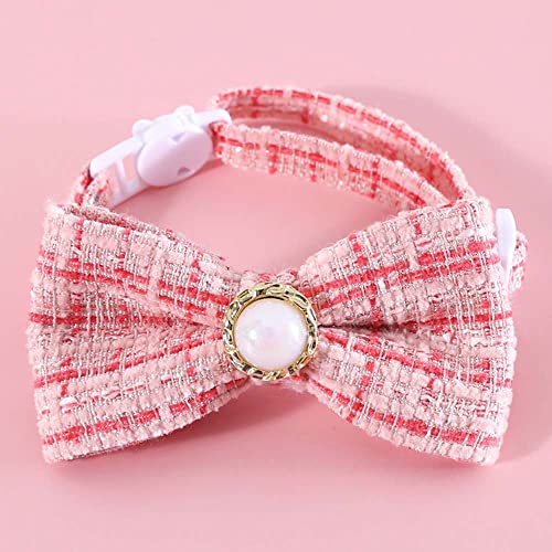 Katzenhalsband, geflochten, Vintage-Stil, Perlen-Fliege, verstellbar, Anti-Erstickung, Rosa Katzenhalsband, geflochten, Vintage-Stil, Perlen-Fliege, verstellbar, Anti-Erstickung, Rosa von YOIOZAIZAI