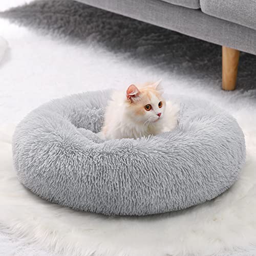 YOJOGEE Kleines Katzenbett für Hauskatzen, selbstwärmendes Donut-Kitty-Bett für kleine Katzen, hält warm, waschbares Haustierbett mit rutschfester Unterseite, Grau, 40 cm YOJOGEE Kleines Katzenbett für Hauskatzen, selbstwärmendes Donut-Kitty-Bett für kleine Katzen, hält warm, waschbares Haustierbett mit rutschfester Unterseite, Grau, 40 cm von YOJOGEE