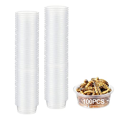 YOJOR 14,2 ml Crested Gecko Futter- und Wasserfutterbecher, Reptilien-Futternapf, Kunststoff-Ersatz-Futternapf für Eidechse und andere kleine Haustier-Ledge Zubehör (100 Stück) von YOJOR