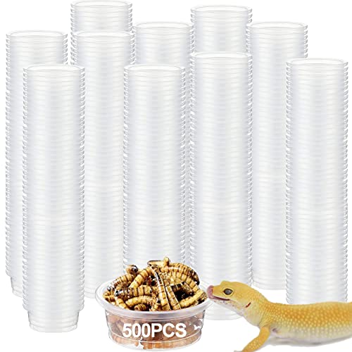 YOJOR 14,2 ml Crested Gecko Futter- und Wasserfutterbecher, Reptilien-Futternapf, Kunststoff-Ersatz-Futternapf für Eidechse und andere kleine Haustier-Ledge Zubehör (500 Stück) von YOJOR