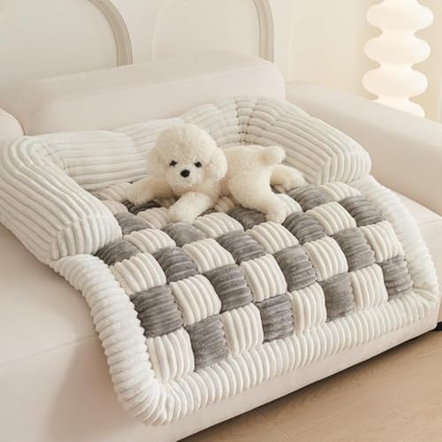 Flauschiges, flauschiges, beruhigendes Hundebett, Sofaschutz, Haustiermatte, waschbarer Plüsch-Couchbezug für Hunde, Couch-Bezug, cremefarben, quadratisch, kariert, gemütliche Hundematte, flauschiges Flauschiges, flauschiges, beruhigendes Hundebett, Sofaschutz, Haustiermatte, waschbarer Plüsch-Couchbezug für Hunde, Couch-Bezug, cremefarben, quadratisch, kariert, gemütliche Hundematte, flauschiges von YOMACY