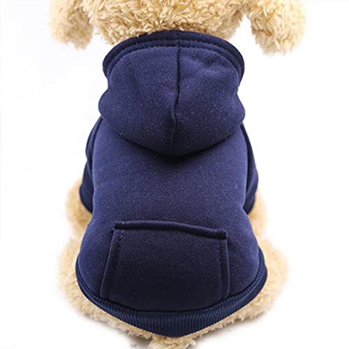 Hundekleidung für kleine Hunde, warme Kleidung für Hunde, Mantel, Welpen-Outfit, Kleidung für große Hunde, Hoodie, Chihuahua, Dunkelblau, Größe L für 3 - 4,2 kg von YOND