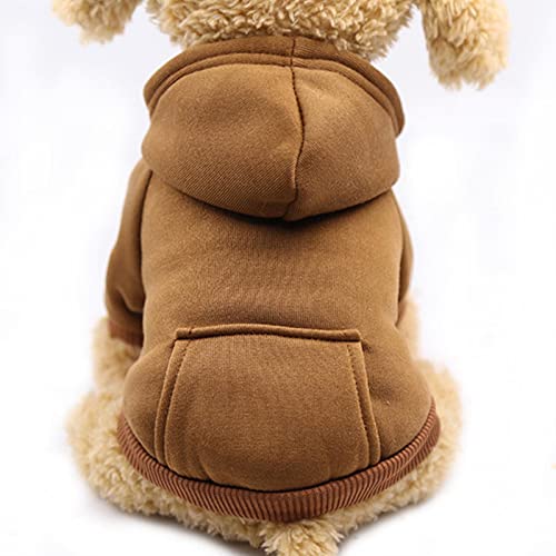 Hundekleidung für kleine Hunde, warme Kleidung für Hunde, Mantel, Welpen-Outfit, Kleidung für große Hunde, Kapuzenpullover, Chihuahua, Braun, Größe XXL für 6,0–8,0 kg von YOND