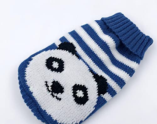 Warme Hundekleidung für kleine und mittelgroße Hunde, gestrickter Katzenpullover, Kleidung für Chihuahua, Bulldoggen, Welpenkostüm, Mantel, Blau, Panda, Größe XS von YOND