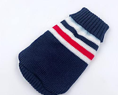 Warme Hundekleidung für kleine und mittelgroße Hunde, gestrickter Katzenpullover, Kleidung für Chihuahua, Bulldoggen, Welpenkostüm, Mantel, marineblau, gestreift, Größe M Warme Hundekleidung für kleine und mittelgroße Hunde, gestrickter Katzenpullover, Kleidung für Chihuahua, Bulldoggen, Welpenkostüm, Mantel, marineblau, gestreift, Größe M von YOND