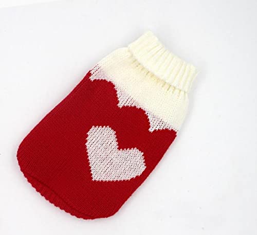 Warme Hundekleidung für kleine und mittelgroße Hunde, gestrickter Katzenpullover, Kleidung für Chihuahua, Bulldoggen, Welpenkostüm, Mantel, rotes Herz, Größe XXL von YOND