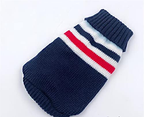 Warme Kleidung für kleine und mittelgroße Hunde, Winter, Weihnachten, Hundepullover, Kleidung, Strickkostüm, Mantel, Cartoon-Druck, Marineblau, gestreift, Größe L Warme Kleidung für kleine und mittelgroße Hunde, Winter, Weihnachten, Hundepullover, Kleidung, Strickkostüm, Mantel, Cartoon-Druck, Marineblau, gestreift, Größe L von YOND