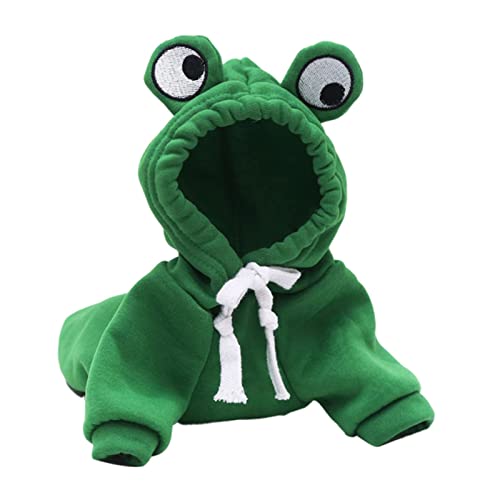 Warme Winterkleidung für Hunde, niedlicher Plüschmantel, Kapuzenpullover, Kostümjacke für Welpen, Katzen, Französische Bulldogge, Chihuahua, kleine Hunde, Grün, Größe XS Warme Winterkleidung für Hunde, niedlicher Plüschmantel, Kapuzenpullover, Kostümjacke für Welpen, Katzen, Französische Bulldogge, Chihuahua, kleine Hunde, Grün, Größe XS von YOND
