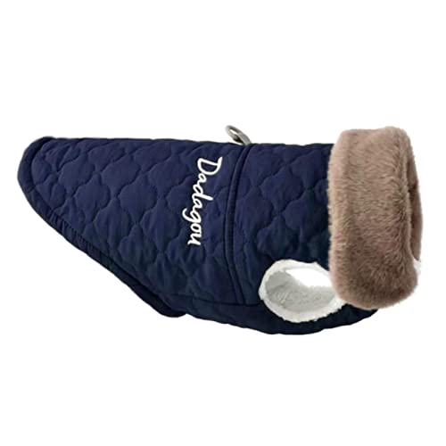 Wasserdichte Hundejacke mit Pelzkragen, für den Winter, warme Fleece-Hundekleidung für kleine Hunde, Welpen, Chihuahua, Yorkie, Mantel, Mops, Kostüm, Blau, Größe S von YOND