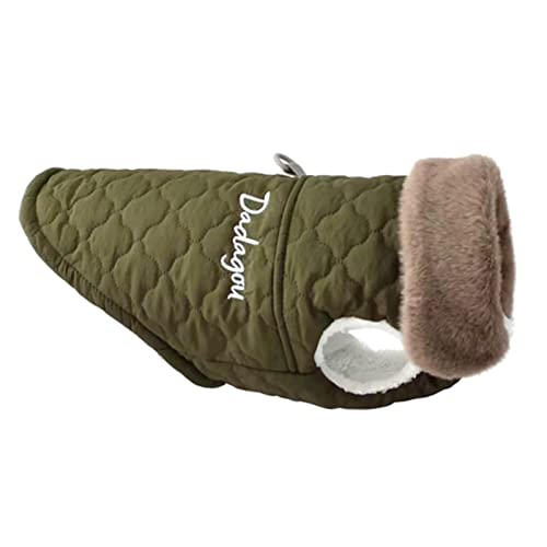 Wasserdichte Hundejacke mit Pelzkragen, für den Winter, warme Fleece-Hundekleidung für kleine Hunde, Welpen, Chihuahua, Yorkie, Mantel, Mops, Kostüm, Grün, Größe M von YOND