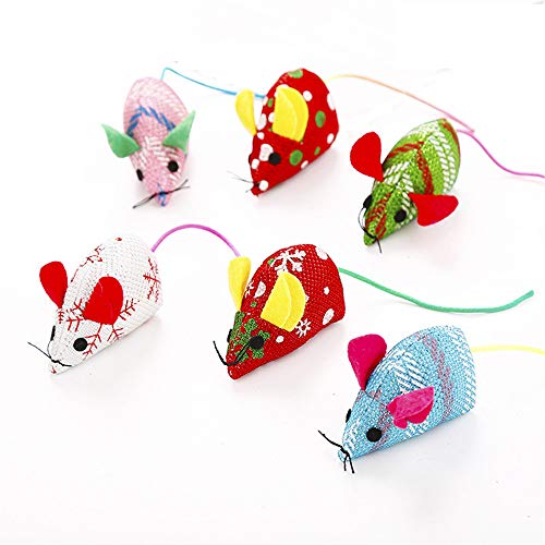 YONII 10 Stück Katzenminze Katzenspielzeug, interaktive Geschenke Weihnachtsthema Katzenminze Plüsch Maus Spielzeug Kissen Kratzer Weiche Baumwolle Füllung Mäuse Spielzeug von YONII
