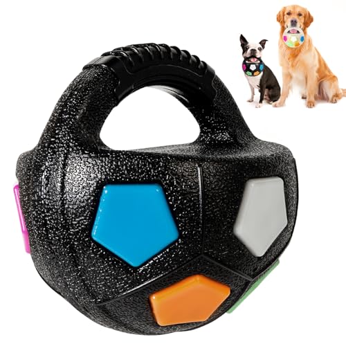 YOOGAO Pet Hundespielzeugball mit Griff, Wurf- und Apportierspiel, interaktiver Ball für Hunde, quietschend schwimmend (Schwarz) von YOOGAO Pet