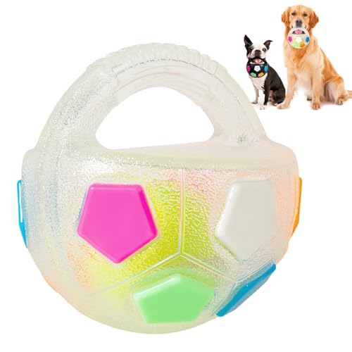 YOOGAO Pet Hundespielzeugball mit Griff, Wurf- und Apportierspiel, interaktiver Ball für Hunde Spielen, quietschend schwimmend (transparent) von YOOGAO Pet