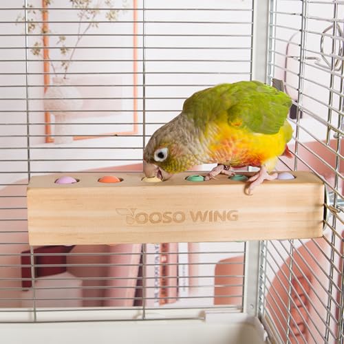 YOOSO WING Vogelspielzeug & Vogelsitzstange, Holzblock Kauspielzeug Papagei Futtersuche & Puzzle Spielzeug Vogelkäfig Zubehör für Sittiche Nymphensittiche Nymphensittiche Lovebirds African Grey Aras von YOOSO WING