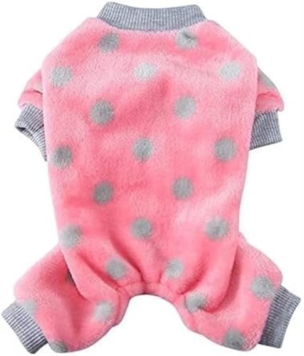Hunde-Schlafanzug mit Herz-Print, Flanell, Fleece, for Welpen, Winter, warme Hundekleidung mit Beinen, Haustier-Onesies, Overalls, Mantel(Polka Dot-pink,Large) von YOPI