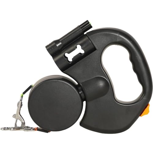 Flowleash Doppelleine, 118 Zoll Lange Einziehbare Doppelleine for Hunde, EIN-Knopf-Steuerung, 360°-Drehgelenk Ohne Verwicklungen, Lichter, for Mittelgroße Und Kleine Hunde(Black) von YOSEDVCB