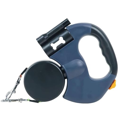 Flowleash Doppelleine, 118 Zoll Lange Einziehbare Doppelleine for Hunde, EIN-Knopf-Steuerung, 360°-Drehgelenk Ohne Verwicklungen, Lichter, for Mittelgroße Und Kleine Hunde(Blue) von YOSEDVCB