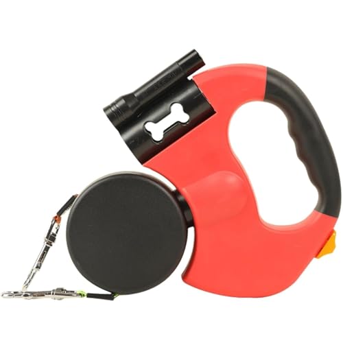 Flowleash Doppelleine, 118 Zoll Lange Einziehbare Doppelleine for Hunde, EIN-Knopf-Steuerung, 360°-Drehgelenk Ohne Verwicklungen, Lichter, for Mittelgroße Und Kleine Hunde(Red) von YOSEDVCB