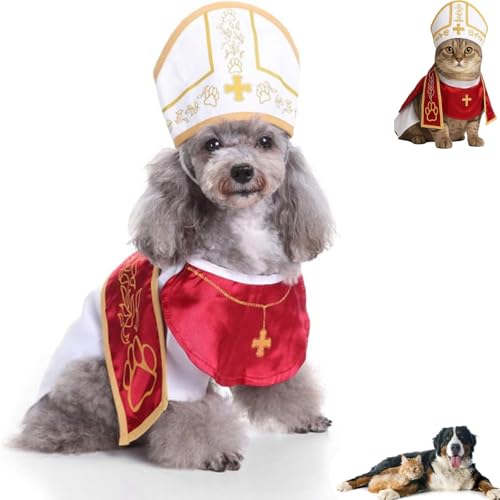 Hübsche Hundekleidung Mit Mütze, Süße Katzen-Papst-Kleidung, Lustiges Haustier-Kleidungsset, Urlaubskostüme for Babykatzen Und Welpen, Kreative Haustierdekoration for Verkleiden Ihrer Haustiere(XL) Hübsche Hundekleidung Mit Mütze, Süße Katzen-Papst-Kleidung, Lustiges Haustier-Kleidungsset, Urlaubskostüme for Babykatzen Und Welpen, Kreative Haustierdekoration for Verkleiden Ihrer Haustiere(XL) von YOSEDVCB