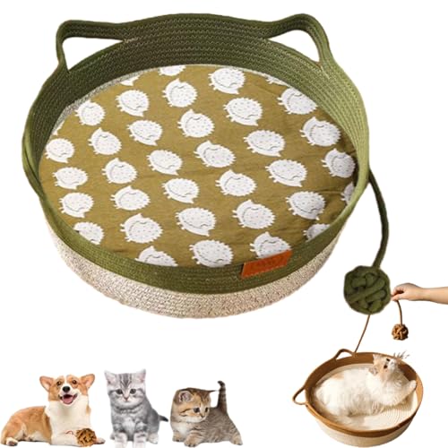 YOSEDVCB Katzenbett-Seil Aus Baumwolle, Handgewebter Spielzeugkorb for Große Katzen, Handgewebtes, Faltbares, Dehnbares, Atmungsaktives Gewebe, for Kleine Und Große Katzen Und Hunde(Green+Mat,Large) YOSEDVCB Katzenbett-Seil Aus Baumwolle, Handgewebter Spielzeugkorb for Große Katzen, Handgewebtes, Faltbares, Dehnbares, Atmungsaktives Gewebe, for Kleine Und Große Katzen Und Hunde(Green+Mat,Large) von YOSEDVCB