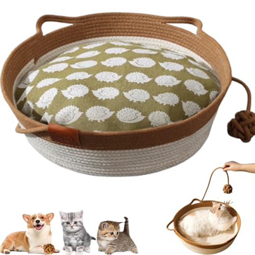 YOSEDVCB Katzenbett-Seil Aus Baumwolle, Handgewebter Spielzeugkorb for Große Katzen, Handgewebtes, Faltbares, Dehnbares, Atmungsaktives Gewebe, for Kleine Und Große Katzen Und Hunde(Brown+Mat,Medium) YOSEDVCB Katzenbett-Seil Aus Baumwolle, Handgewebter Spielzeugkorb for Große Katzen, Handgewebtes, Faltbares, Dehnbares, Atmungsaktives Gewebe, for Kleine Und Große Katzen Und Hunde(Brown+Mat,Medium) von YOSEDVCB