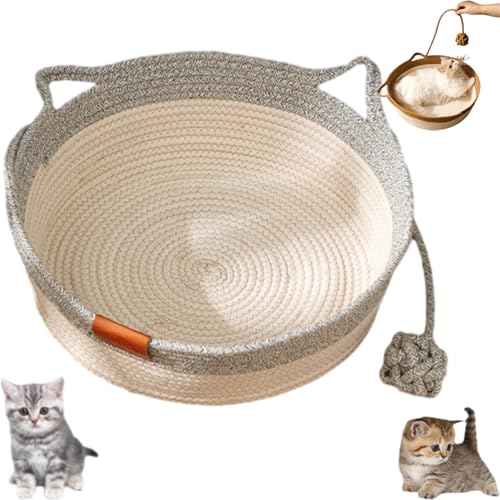 YOSEDVCB Katzenbett-Seil Aus Baumwolle, Handgewebter Spielzeugkorb for Große Katzen, Handgewebtes, Faltbares, Dehnbares, Atmungsaktives Gewebe, for Kleine Und Große Katzen Und Hunde(Gray,Medium) von YOSEDVCB