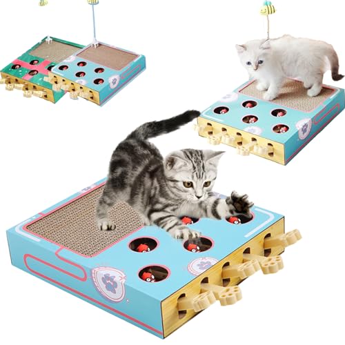 YOSEDVCB Katzenspielzeug Zur Bereicherung for Hauskatzen, Multifunktionales Katzen-Puzzle Spielzeug Zur Bereicherung, Interaktiv for Krallenschleifen Und Ruheunterhaltung(Blue) von YOSEDVCB