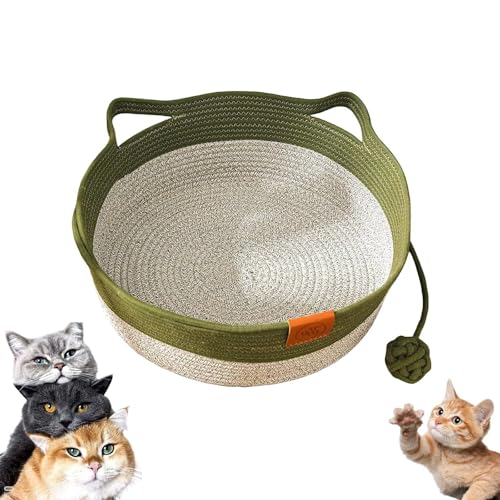 YOSEDVCB Stimulicat Katzenbett, Stimulicat Handgewebter Katzenkorb, Handgewebt, Faltbar, Kratzbar, Mit Spielzeugschwanz Und Eingebautem Kratzkissen, Ganzjährig Universell Einsetzbar(Green,Medium) von YOSEDVCB