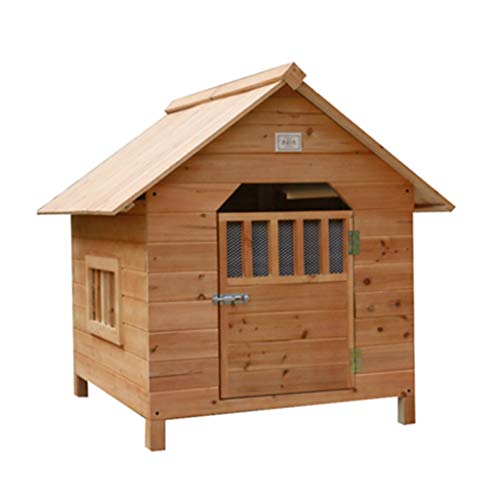 YOT Hundehaus Holz Outdoor mit Türfenster Pet Kabine Kennel Wetterbeständig Wasserdicht mit abnehmbaren Dachhaus Haustiermöbel für kleine mittelgroße Tiere (Size : Medium) von YOT