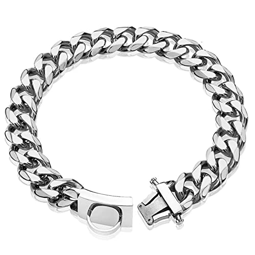 YOTHIWAD Hundehalsband aus Metall mit Sicherer Schnalle,Ketten Halsband Hund, Kubanische Gliederkette, Edelstahl Starke Schwerlast kaubeständig Gehtrainingshalsband für Hunde（55cm） von YOTHIWAD