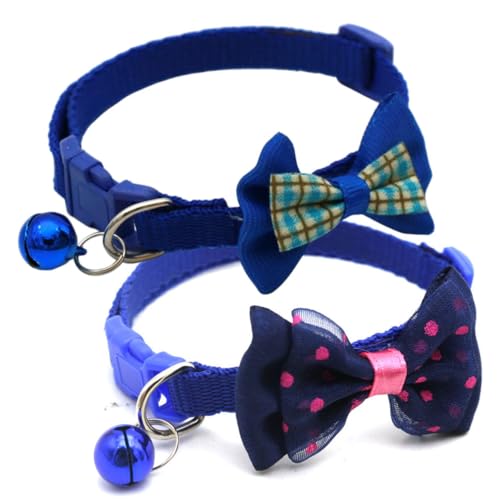 Blaues Katzenhalsband mit Glöckchen und Schleife, 2 Stück, mit Fliege, Welpenhalsband mit Glöckchen, kleine Hündinnen für XXS / XS / kleine Haustiere, Mädchen, Hunde, Kätzchen Blaues Katzenhalsband mit Glöckchen und Schleife, 2 Stück, mit Fliege, Welpenhalsband mit Glöckchen, kleine Hündinnen für XXS / XS / kleine Haustiere, Mädchen, Hunde, Kätzchen von YOUALSO