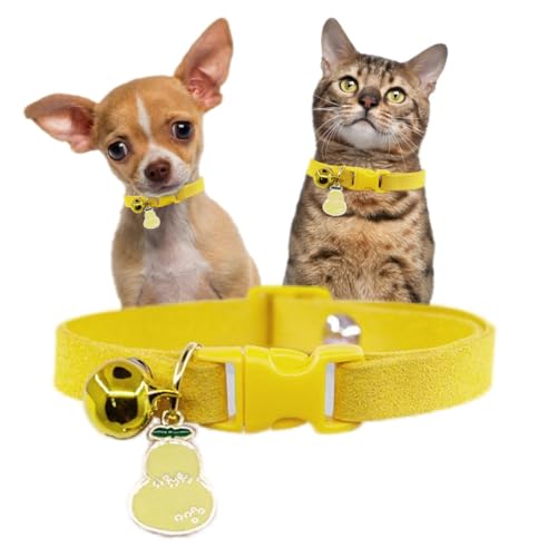 Gelbes Kätzchen-Halsband mit Glöckchen, hübsches weiches Katzenhalsband, für Jungen, Welpen, mit Glöckchen, für XXS, XS, kleine Haustiere, männliche kleine Hunde, Tier, Größe XXS Gelbes Kätzchen-Halsband mit Glöckchen, hübsches weiches Katzenhalsband, für Jungen, Welpen, mit Glöckchen, für XXS, XS, kleine Haustiere, männliche kleine Hunde, Tier, Größe XXS von YOUALSO
