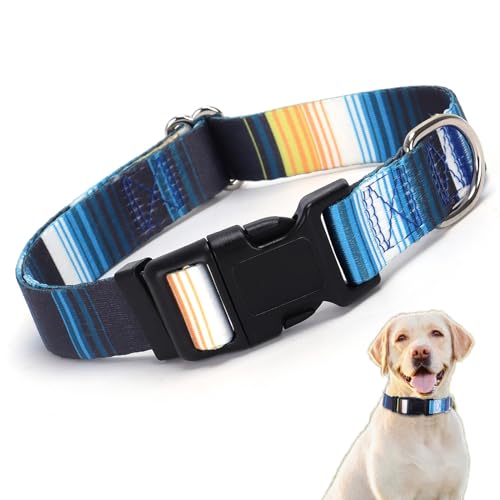 Hundehalsband, Farbverlauf, Muster, Schnellverschluss-Schnalle, weiches Nylon, verstellbar, für XS, S, M, L, für Jungen, Hunde, männliche große Katzen, Blau von YOUALSO