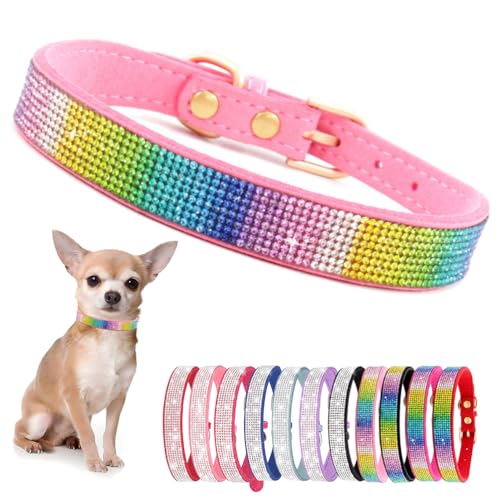 Hundehalsband Kleine Hunde, Halsband Welpe Mit Strass Perlen Glitzer Kristall Steine MäDchen Halsband Katze HüNdin Strasssteinen,Buntes Rosa XXS Hundehalsband Kleine Hunde, Halsband Welpe Mit Strass Perlen Glitzer Kristall Steine MäDchen Halsband Katze HüNdin Strasssteinen,Buntes Rosa XXS von YOUALSO