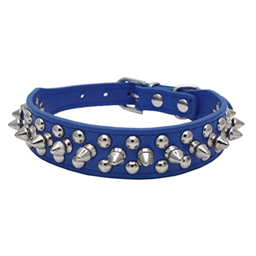 Hundehalsband Mit Leder Stacheln, Spike Katzenhalsband Mit Nieten, HalsbäNder Für Haustiere Welpe Hunde Blau Mittel Hundehalsband Mit Leder Stacheln, Spike Katzenhalsband Mit Nieten, HalsbäNder Für Haustiere Welpe Hunde Blau Mittel von YOUALSO