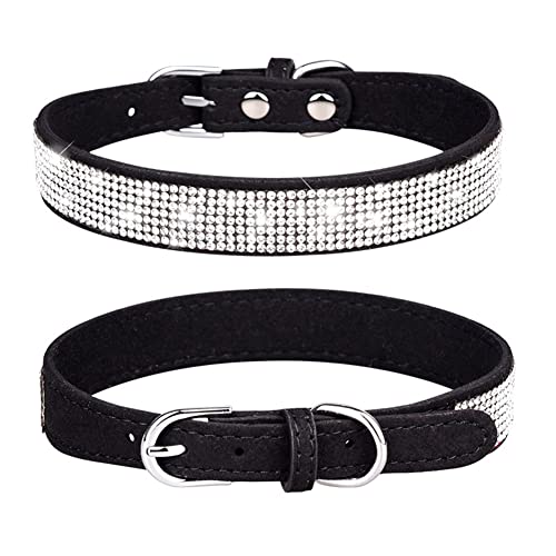 Hundehalsband für Welpen, mit Strasssteinen, bunt, glitzernd, für Mädchen und Katzen, Größe L, Schwarz Hundehalsband für Welpen, mit Strasssteinen, bunt, glitzernd, für Mädchen und Katzen, Größe L, Schwarz von YOUALSO