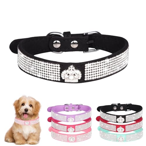Hundehalsband für große Hunde, hübsches Glitzerkrone, Kristall, Strass, glitzernde Diamanten, für kleine und mittelgroße Haustiere, Mädchen, Hunde, Größe L von YOUALSO