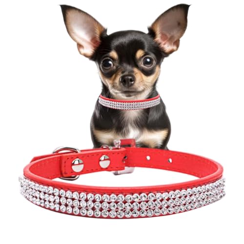 Hundehalsband für mittelgroße Hunde, glitzernde Strasssteine, glitzernde Kristalle, für Mädchen, Welpen, Halsbänder für XXS, XS, kleine und mittelgroße Rassen, Größe M von YOUALSO