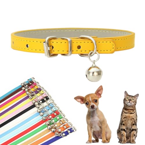 Hundehalsband mit Glöckchen, Kunstleder, Kätzchen-Halsband mit Glöckchen, PU, Basic für Jungen, für XXS, XS, S, M, Haustier, männliche Hunde, kleine Katzen, kleine Tiere, Größe XXS, Gelb Hundehalsband mit Glöckchen, Kunstleder, Kätzchen-Halsband mit Glöckchen, PU, Basic für Jungen, für XXS, XS, S, M, Haustier, männliche Hunde, kleine Katzen, kleine Tiere, Größe XXS, Gelb von YOUALSO