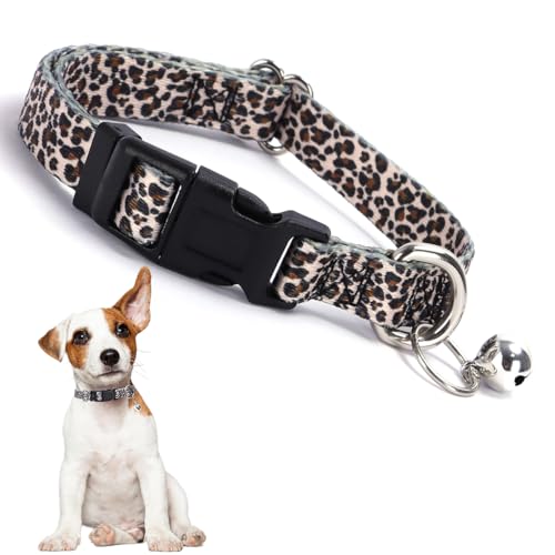 Hundehalsband mit Glöckchen, hübsches Leopardenmuster, Gepard, kleines Welpenhalsband mit Glöckchen, für XS, kleine Haustiere, Hündinnen, Braun, XS Hundehalsband mit Glöckchen, hübsches Leopardenmuster, Gepard, kleines Welpenhalsband mit Glöckchen, für XS, kleine Haustiere, Hündinnen, Braun, XS von YOUALSO