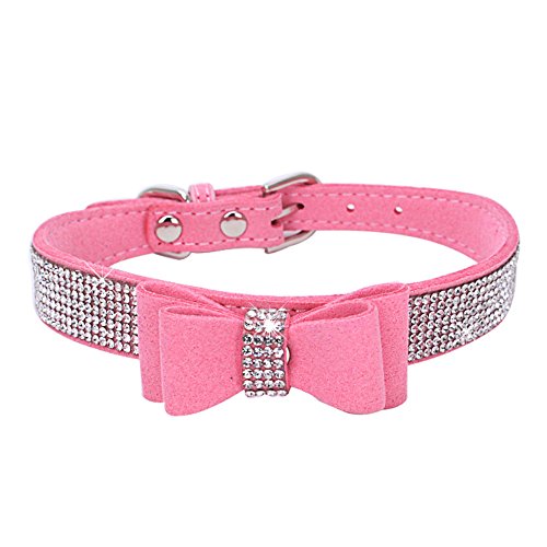 Hundehalsband mit Strassschleife, Knoten, Kristall, Diamant, bunt, glitzernd, für Mädchen, Katzen, XS, S, M, L Hundehalsband mit Strassschleife, Knoten, Kristall, Diamant, bunt, glitzernd, für Mädchen, Katzen, XS, S, M, L von YOUALSO