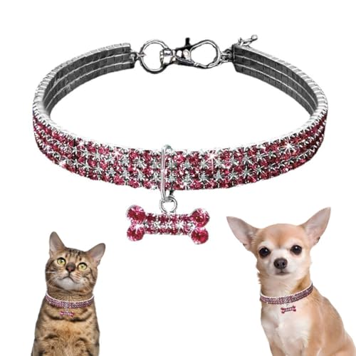 Hundehalsband mit Strasssteinen für kleine Hunde, Katzen-Halskette, Schmuck, Kristall-Glitzerkette, Schmuckstück, glitzernd, Welpenhalsband mit Knochenanhänger für XXS, XS, kleine Haustiere, Hündinnen Hundehalsband mit Strasssteinen für kleine Hunde, Katzen-Halskette, Schmuck, Kristall-Glitzerkette, Schmuckstück, glitzernd, Welpenhalsband mit Knochenanhänger für XXS, XS, kleine Haustiere, Hündinnen von YOUALSO