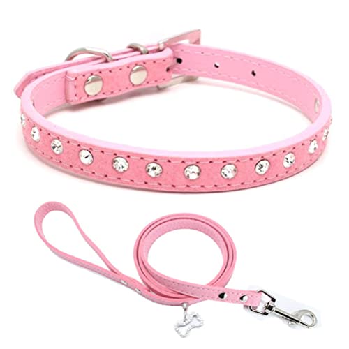 Hundehalsband und Leine, Set mit Kristalldiamanten, bunt, glitzernd, für kleine Katzen, Rosa, Größe XXS Hundehalsband und Leine, Set mit Kristalldiamanten, bunt, glitzernd, für kleine Katzen, Rosa, Größe XXS von YOUALSO