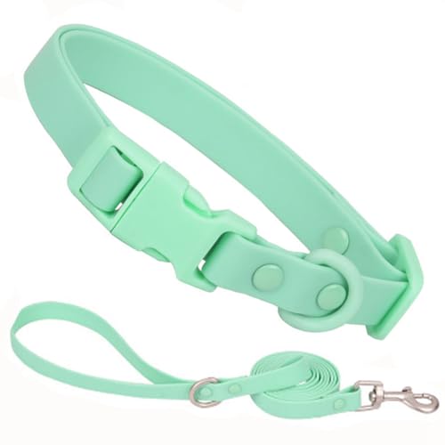 Hundehalsband und Leine, waschbar, wasserdicht, Silikon, Kunststoff, PVC-Gummi, Schnellverschluss-Schnalle, Schwimm-Jungen-Hundehalsband für kleine, mittelgroße und große Haustiere, Größe L, Mintgrün Hundehalsband und Leine, waschbar, wasserdicht, Silikon, Kunststoff, PVC-Gummi, Schnellverschluss-Schnalle, Schwimm-Jungen-Hundehalsband für kleine, mittelgroße und große Haustiere, Größe L, Mintgrün von YOUALSO