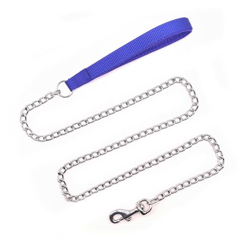 Hundeleine aus Metall für große Hunde, robust, kaufest, für kleine, mittelgroße und große Rassen, 3,0 mm x 1,8 m, blauer Griff Hundeleine aus Metall für große Hunde, robust, kaufest, für kleine, mittelgroße und große Rassen, 3,0 mm x 1,8 m, blauer Griff von YOUALSO