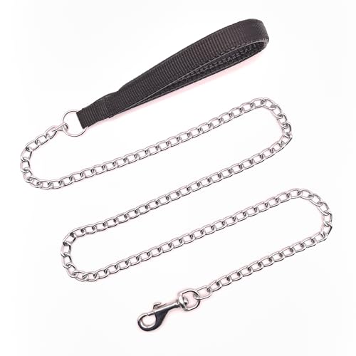 Hundeleine für große Hunde, die ziehen, robuste Metall-Hundeleine, langlebig, stark, kaufest, für kleine, mittelgroße und große Rassen, 3,0 mm x 1,8 m, schwarzer Griff Hundeleine für große Hunde, die ziehen, robuste Metall-Hundeleine, langlebig, stark, kaufest, für kleine, mittelgroße und große Rassen, 3,0 mm x 1,8 m, schwarzer Griff von YOUALSO