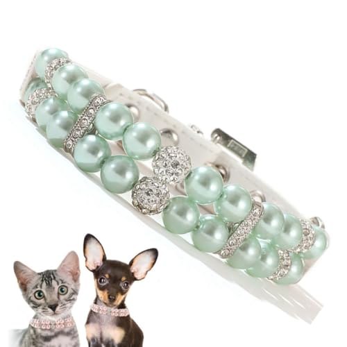 Katzenhalsband mit grünen Perlen, ausgefallene Kristalle, glitzernde Perlen, Welpen, Halskette, Diamant, Mädchen, Katze, Schmuck für XXS, XS, S, M, Hündinnen, Größe XXS Katzenhalsband mit grünen Perlen, ausgefallene Kristalle, glitzernde Perlen, Welpen, Halskette, Diamant, Mädchen, Katze, Schmuck für XXS, XS, S, M, Hündinnen, Größe XXS von YOUALSO